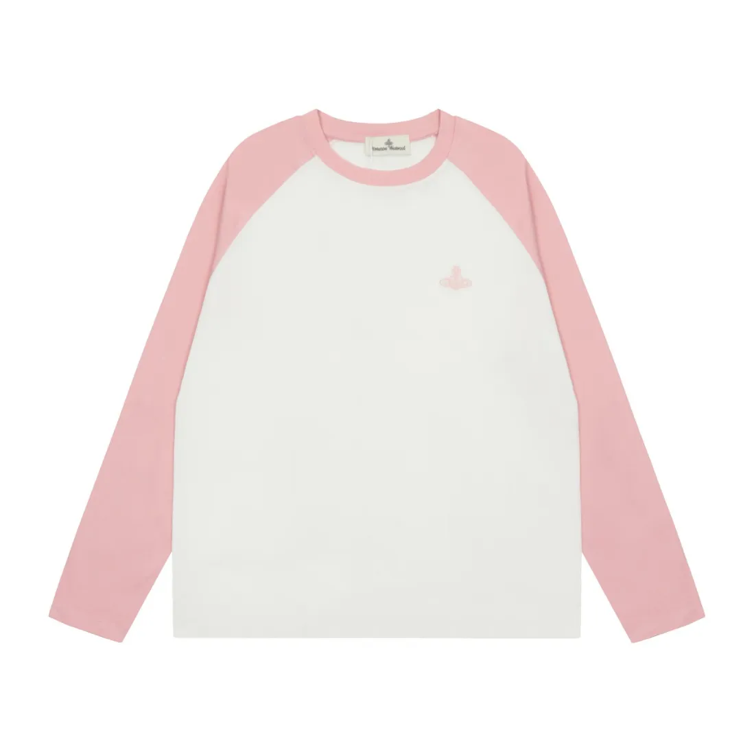 "Classic long sleeves" vivienne west wood Vivienne Saturn classic versatile raglan long sleeves Simple and fashionable, highly practical to wear inside and outside 2024's top hot style No need to say more, go straight to the details, full series of correct accessories, every detail is completely restored, and can be filled directly. Size: S M L Color: white and black, white pink, navy gray